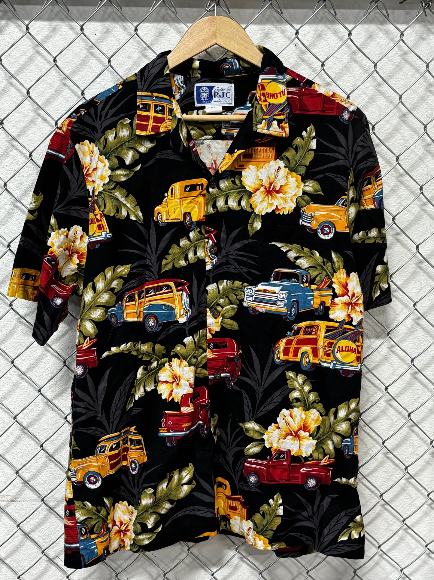 Vintage 90's Hawaiian Vacation Classic Car Button Up Shirt Size XL