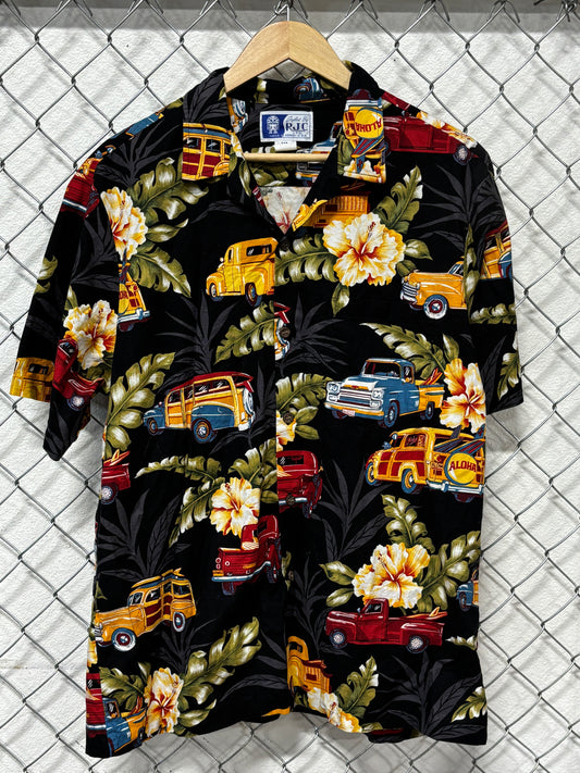 Vintage 90's Hawaiian Vacation Classic Car Button Up Shirt Size XL