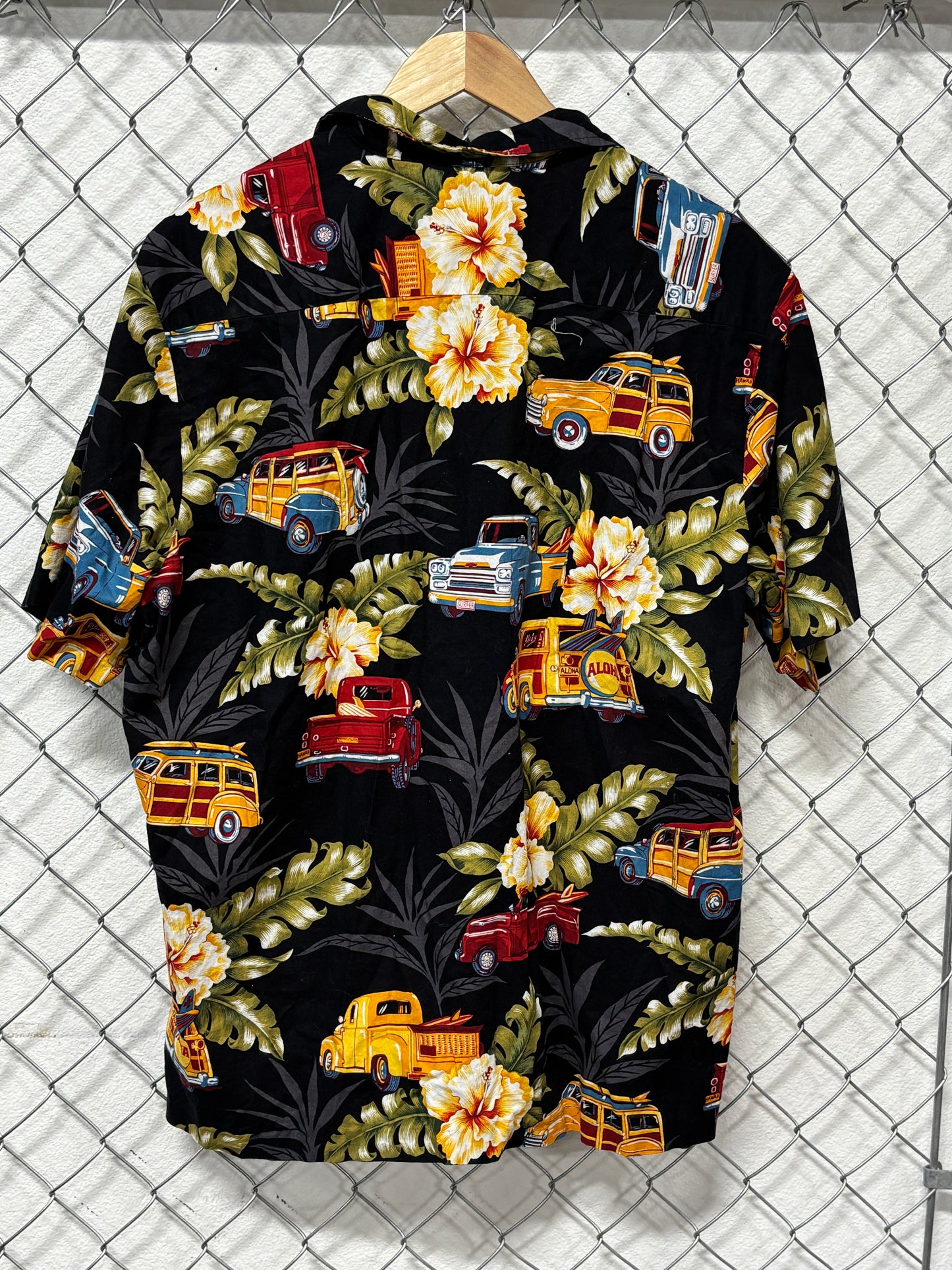 Vintage 90's Hawaiian Vacation Classic Car Button Up Shirt Size XL