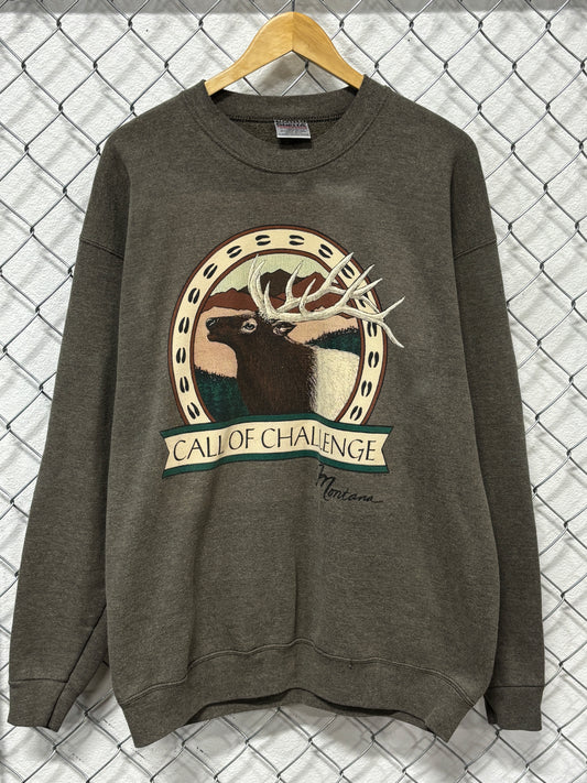 Vintage 90's Call of Challenge Montana Elk Sweater Size XL