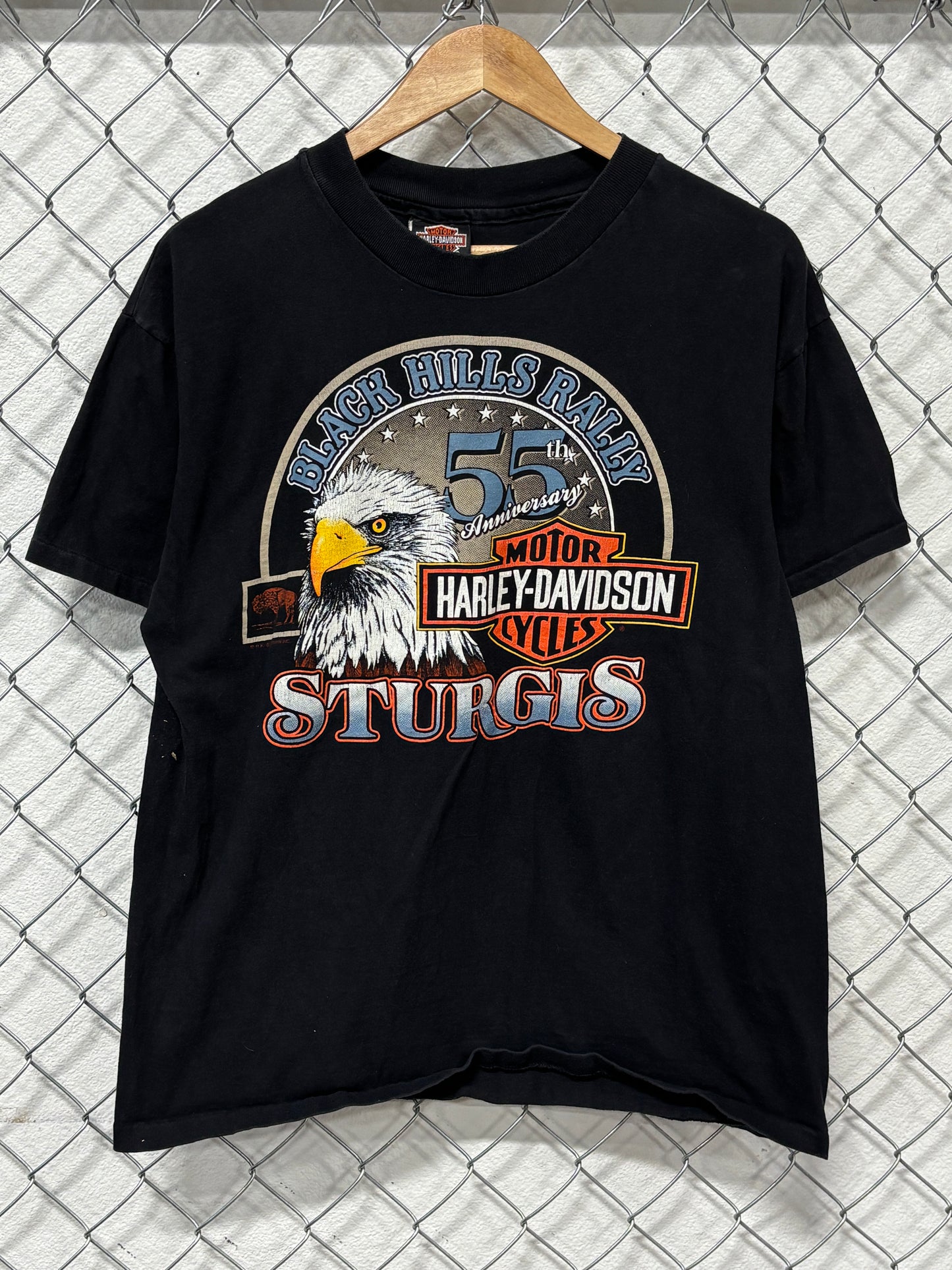 Vintage 90's Harley Davidson Sturgis 55th Anniversary Biker Tee Size Large