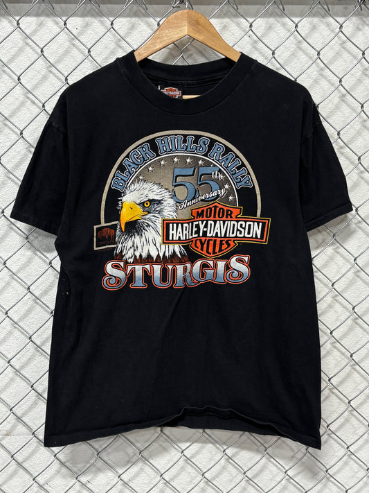 Vintage 90's Harley Davidson Sturgis 55th Anniversary Biker Tee Size Large
