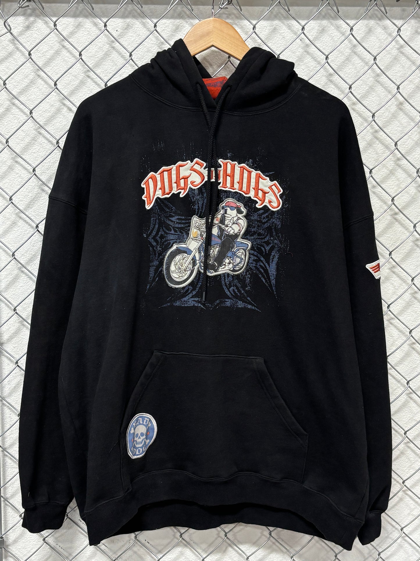 Vintage Big Dogs Dogs on Hogs Biker Black Hoodie Size XL