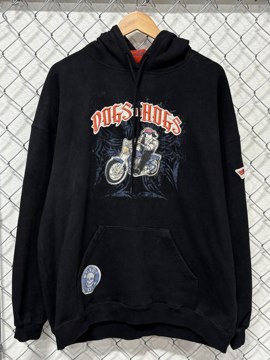 Vintage Big Dogs Dogs on Hogs Biker Black Hoodie Size XL