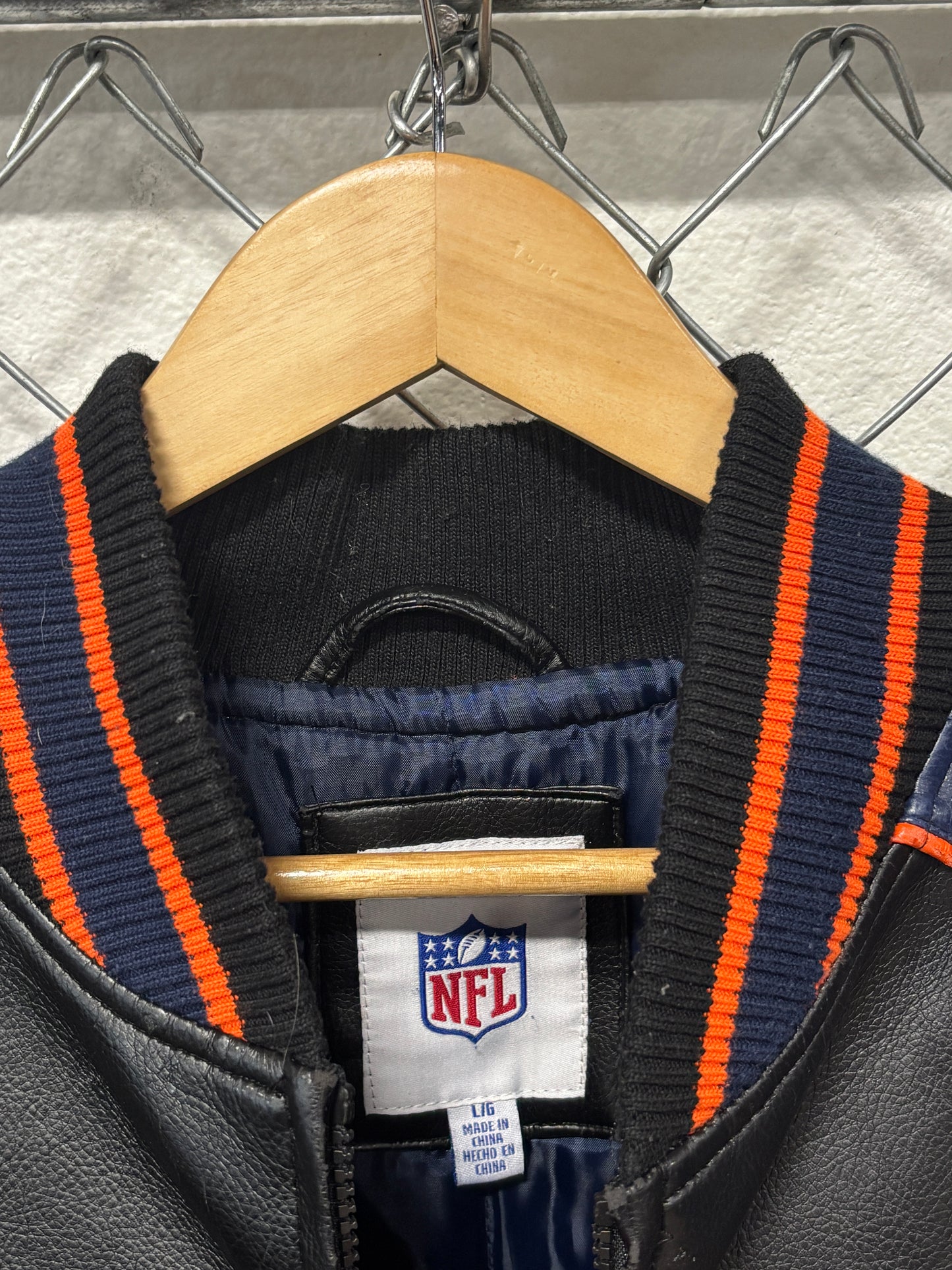 Vintage Denver Broncos NFL Big Logo Leather Jacket Size Large