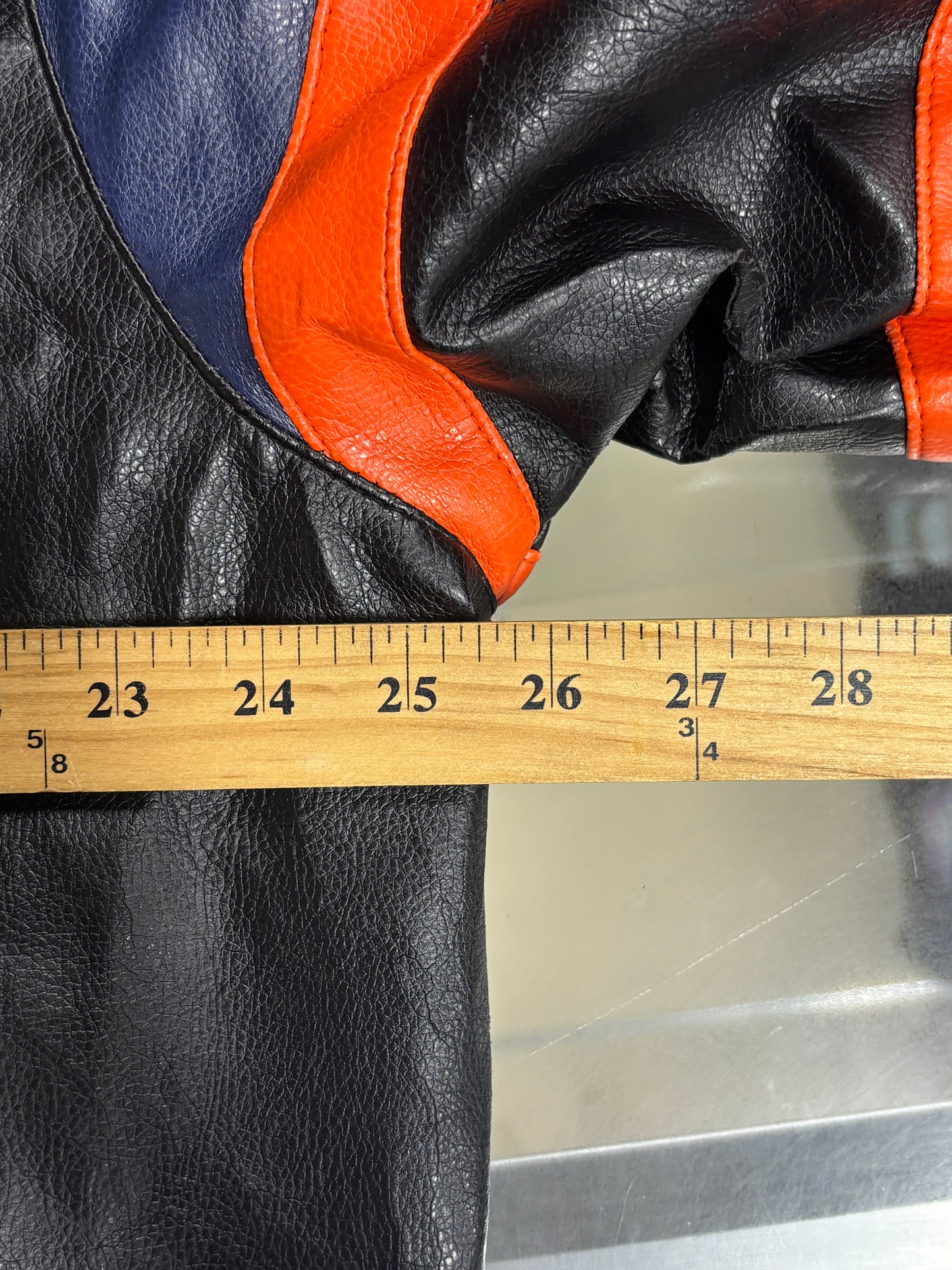 Vintage Denver Broncos NFL Big Logo Leather Jacket Size Large