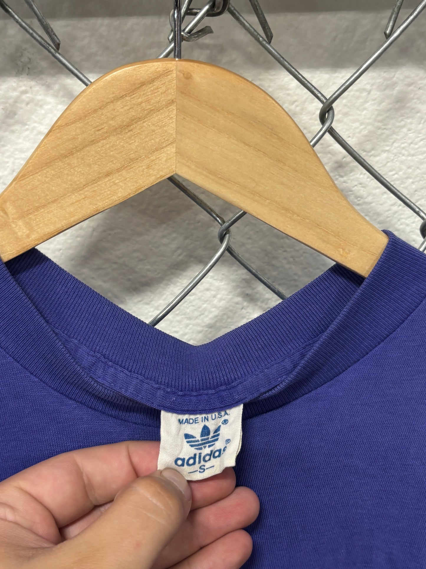 Vintage 80's Adidas Cutoff Purple Classic Logo Shirt Size Small