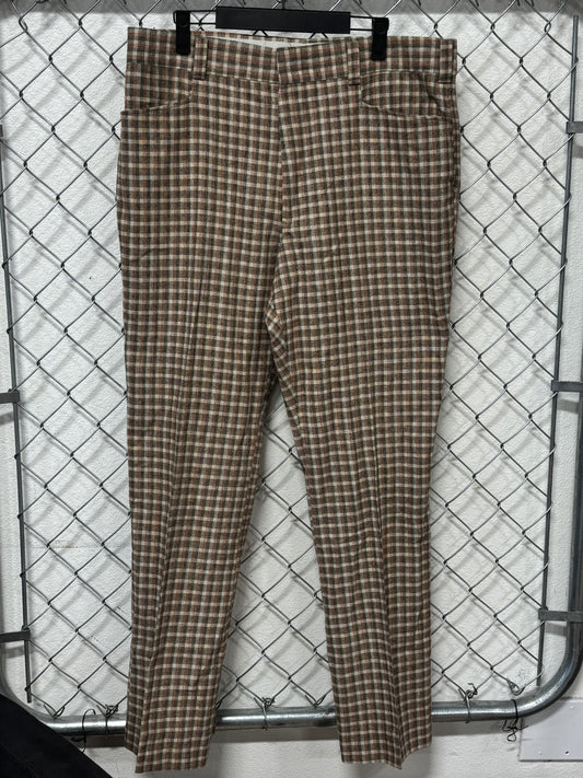 Vintage 70's Plaid Trouser Pants Size 36x31