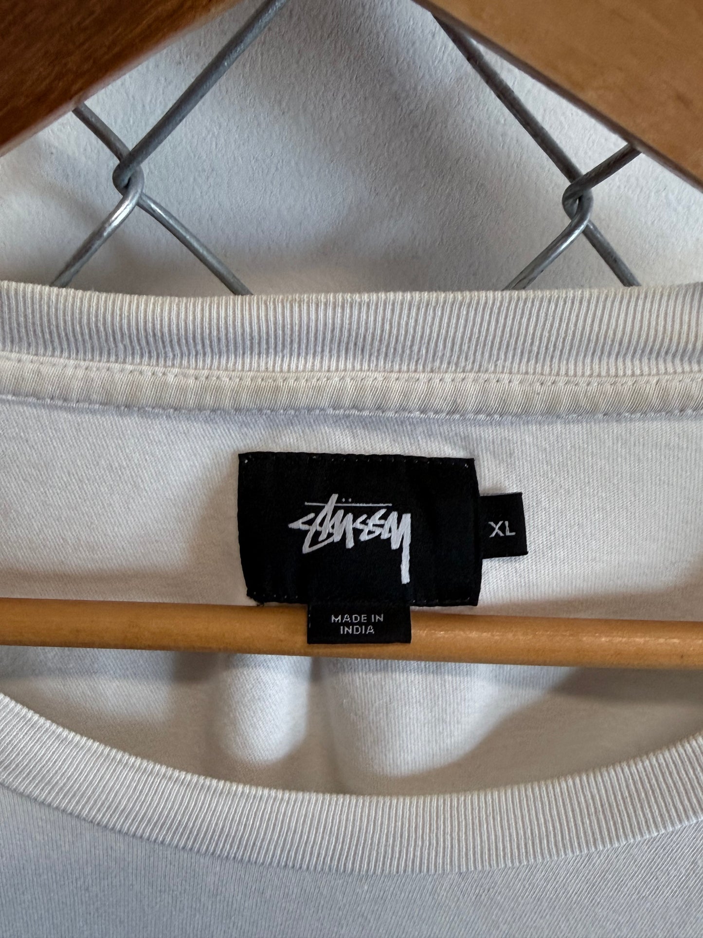 Stussy 8 Ball White Long Sleeve Pocket Shirt Size XL
