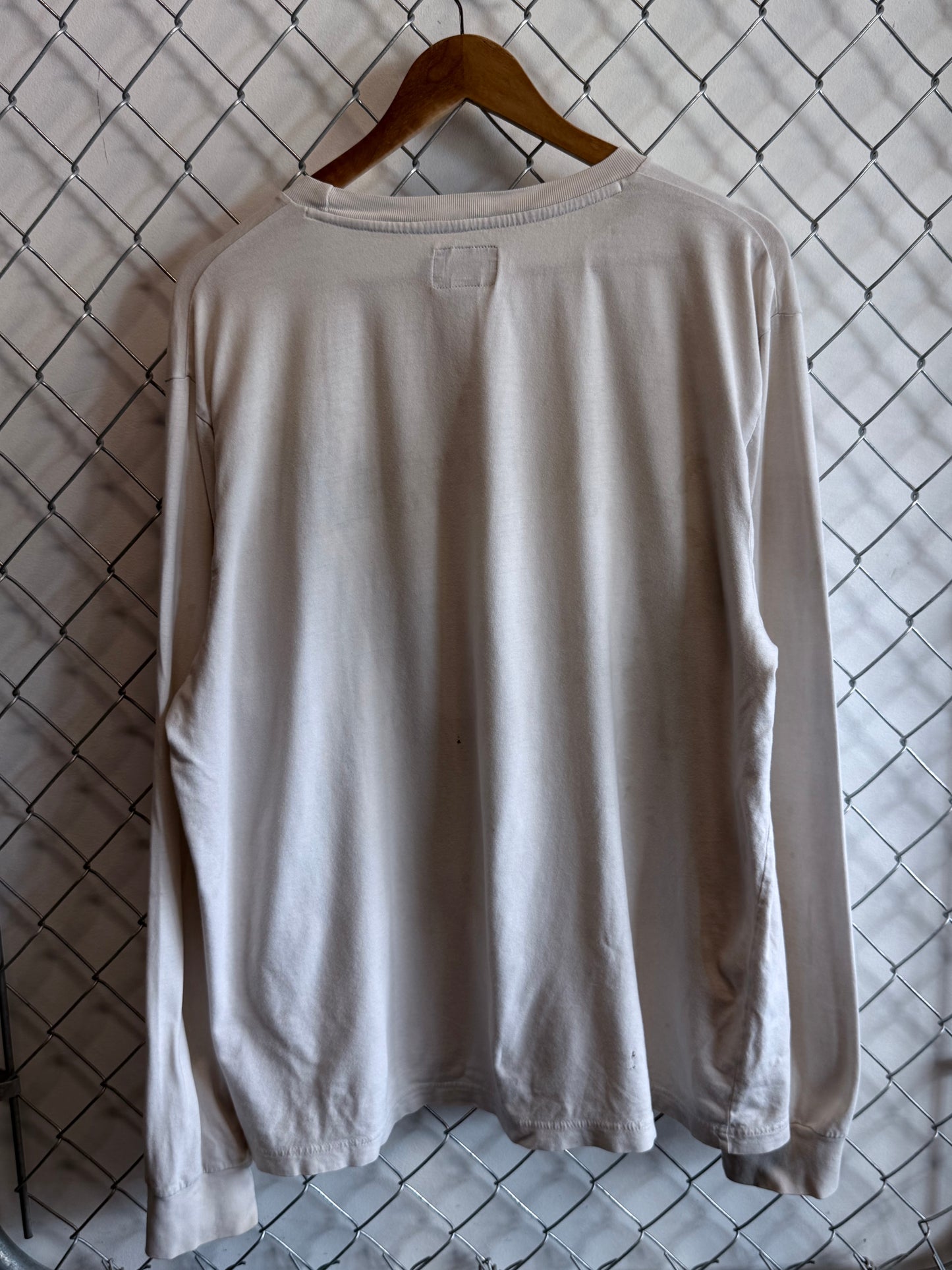 Stussy 8 Ball White Long Sleeve Pocket Shirt Size XL