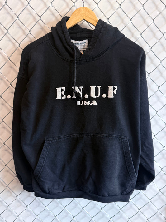Vintage 90's ENUF USA Black Oversized Hoodie Size Large