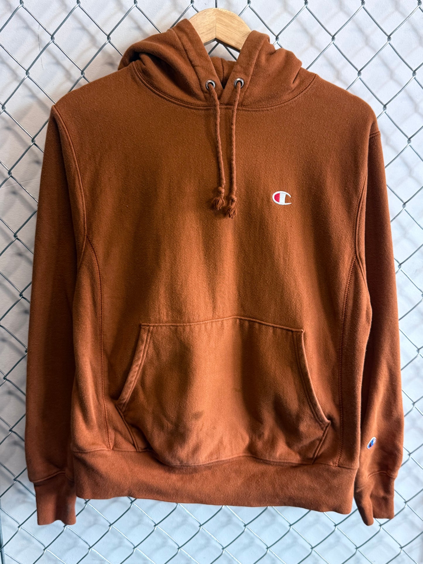 Champion Burnt Orange Reverse Weave Hoodie Size Small
