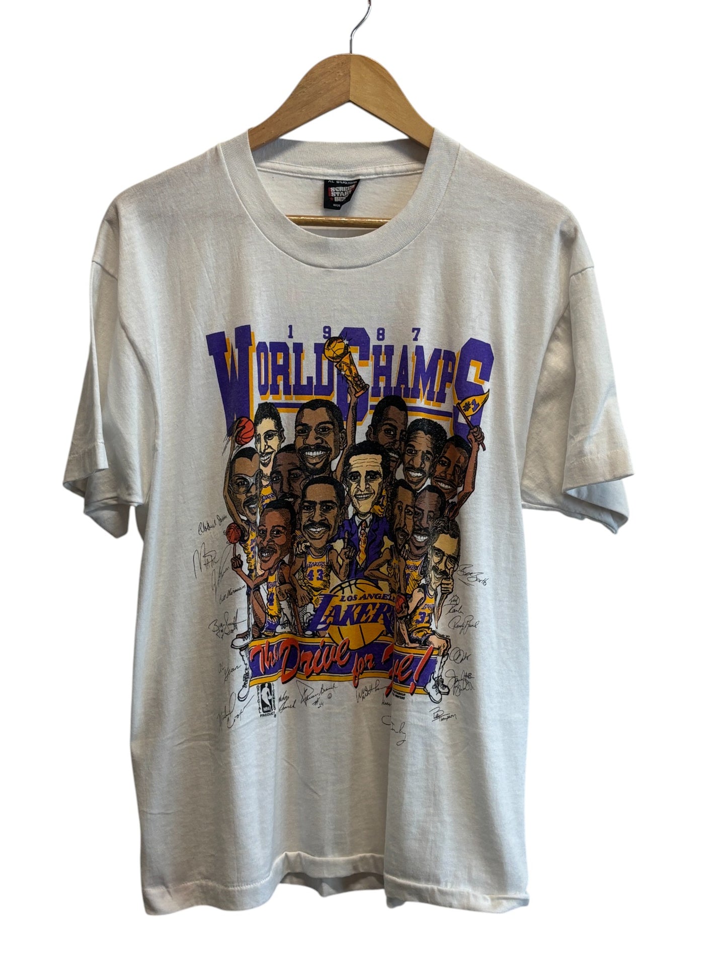 Vintage 1987 Screen Stars Los Angeles Lakers Big Head NBA Tee Size XL
