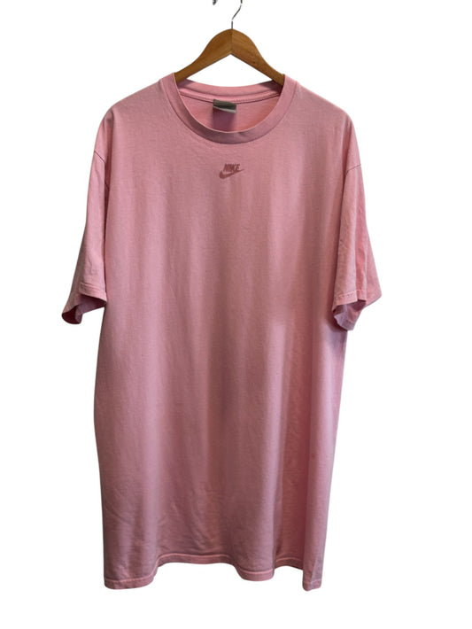 Vintage Y2K Nike Pink Center Futura Logo Swoosh Graphic Tee Size Large