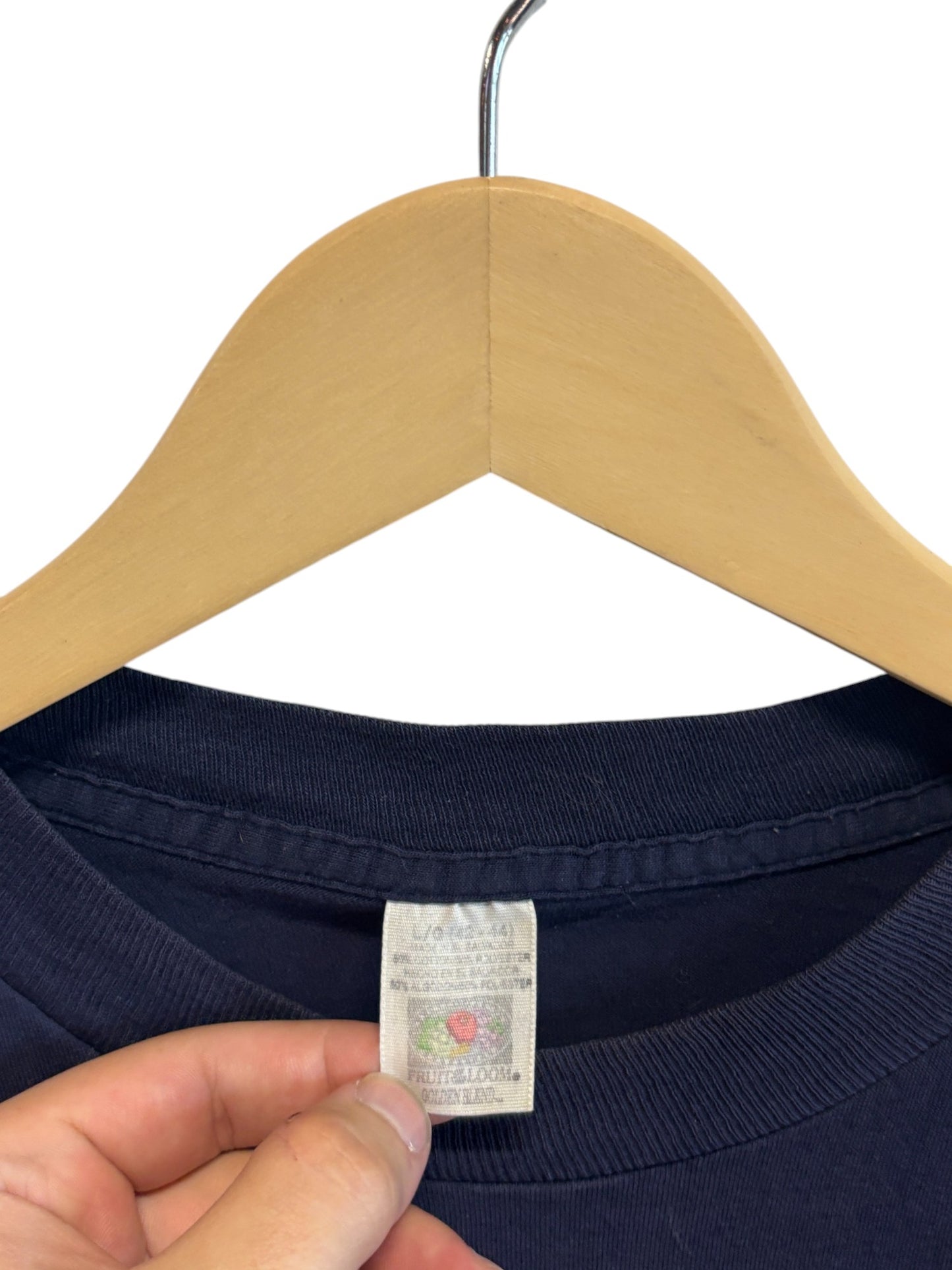 Vintage 80's Fruit of the Loom Blue Blank Pocket Tee Size Large