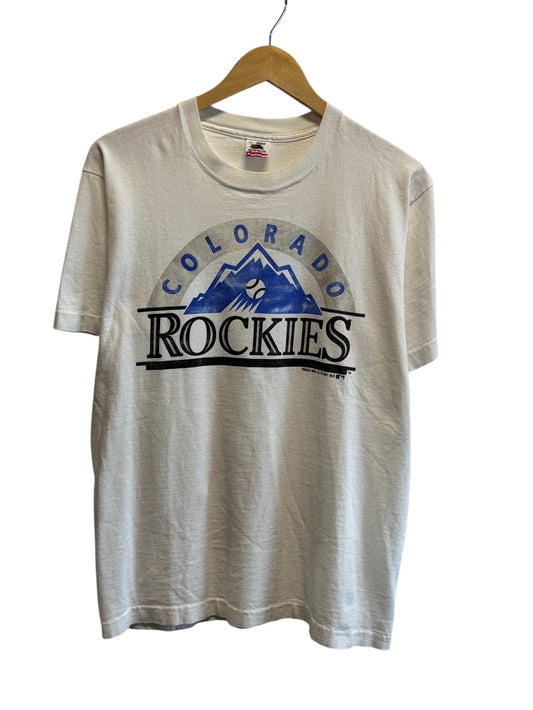 Vintage 1991 Colorado Rockies MLB Baseball Logo Graphic Tee Size Large
