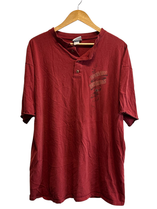 Harley Davidson Red Lodge Montana Biker Henley Tee Size Large