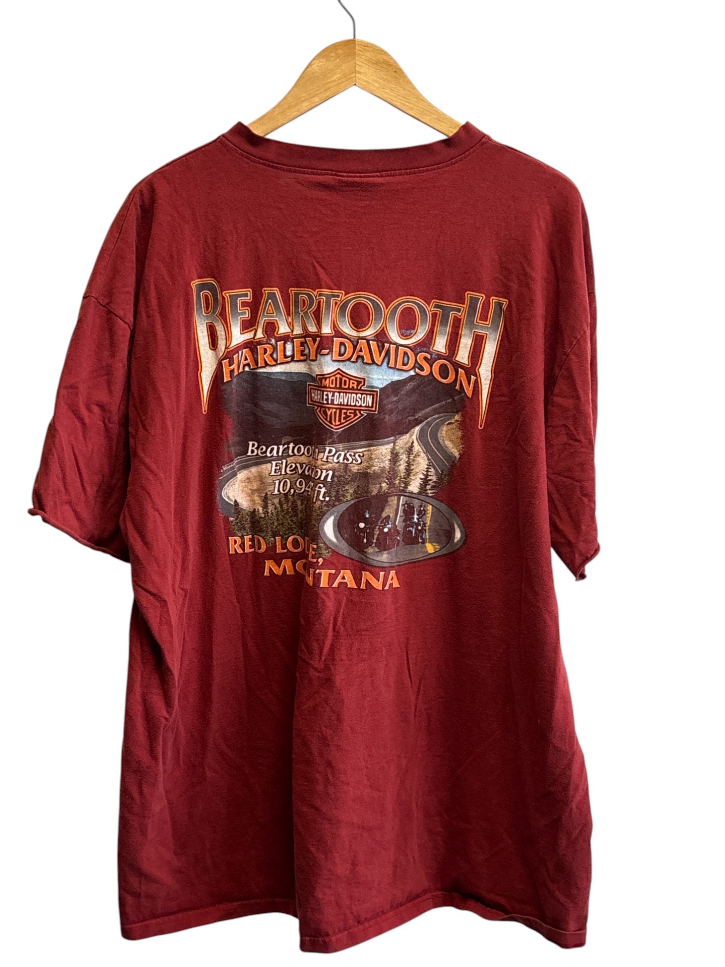 Harley Davidson Red Lodge Montana Biker Henley Tee Size Large