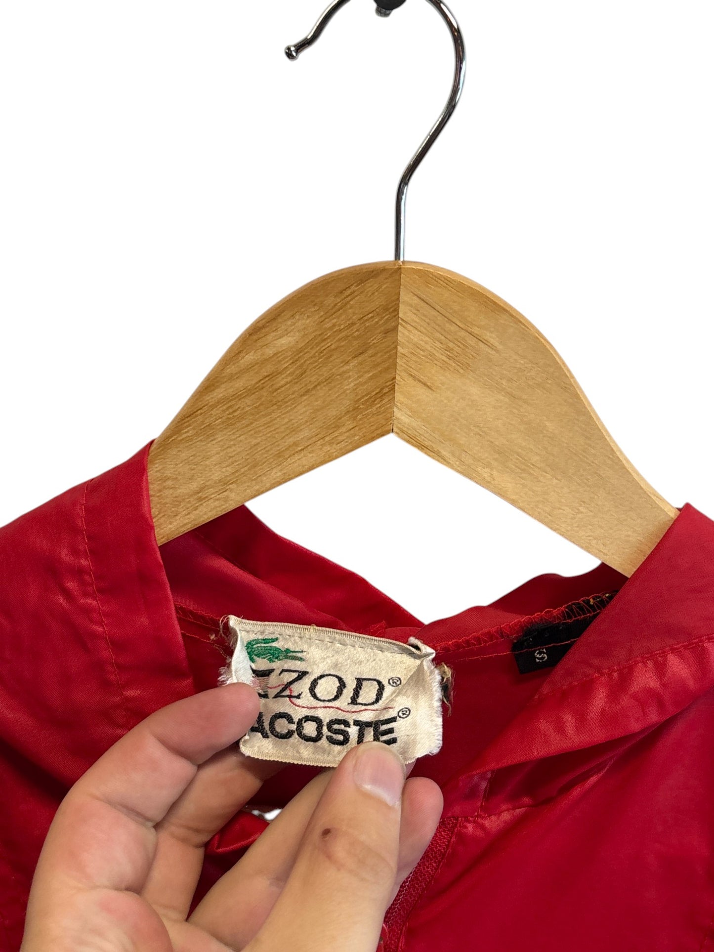 Vintage 90's Izod Lacoste Red Windbreaker Half Zip Jacket Size Small