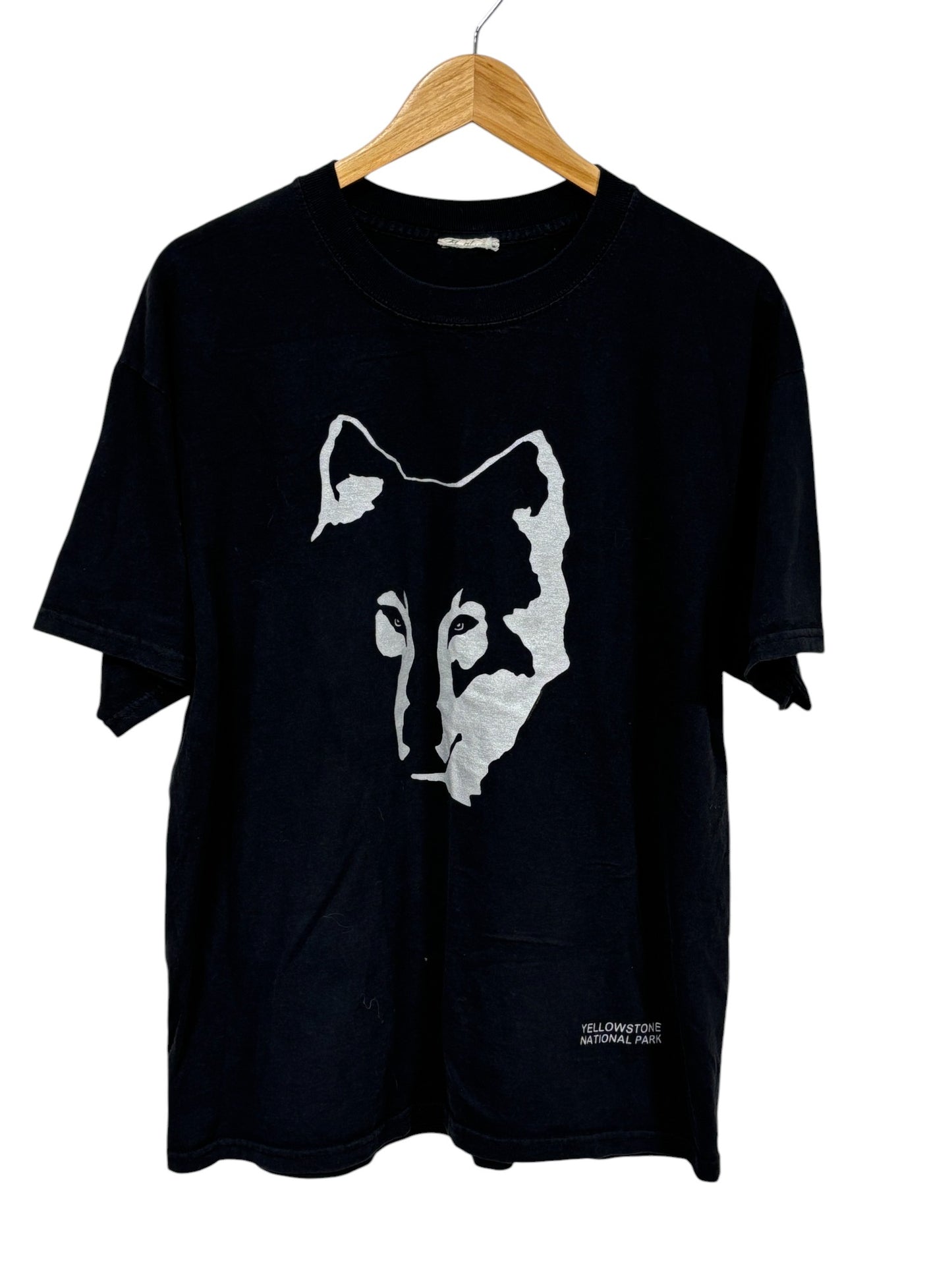 Vintage Wolf Yellowstone National Park Nature Graphic Tee Size Large