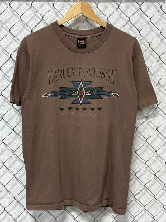 Vintage Harley Davidson World Class Motorcycles Brown Biker Tee Size Large