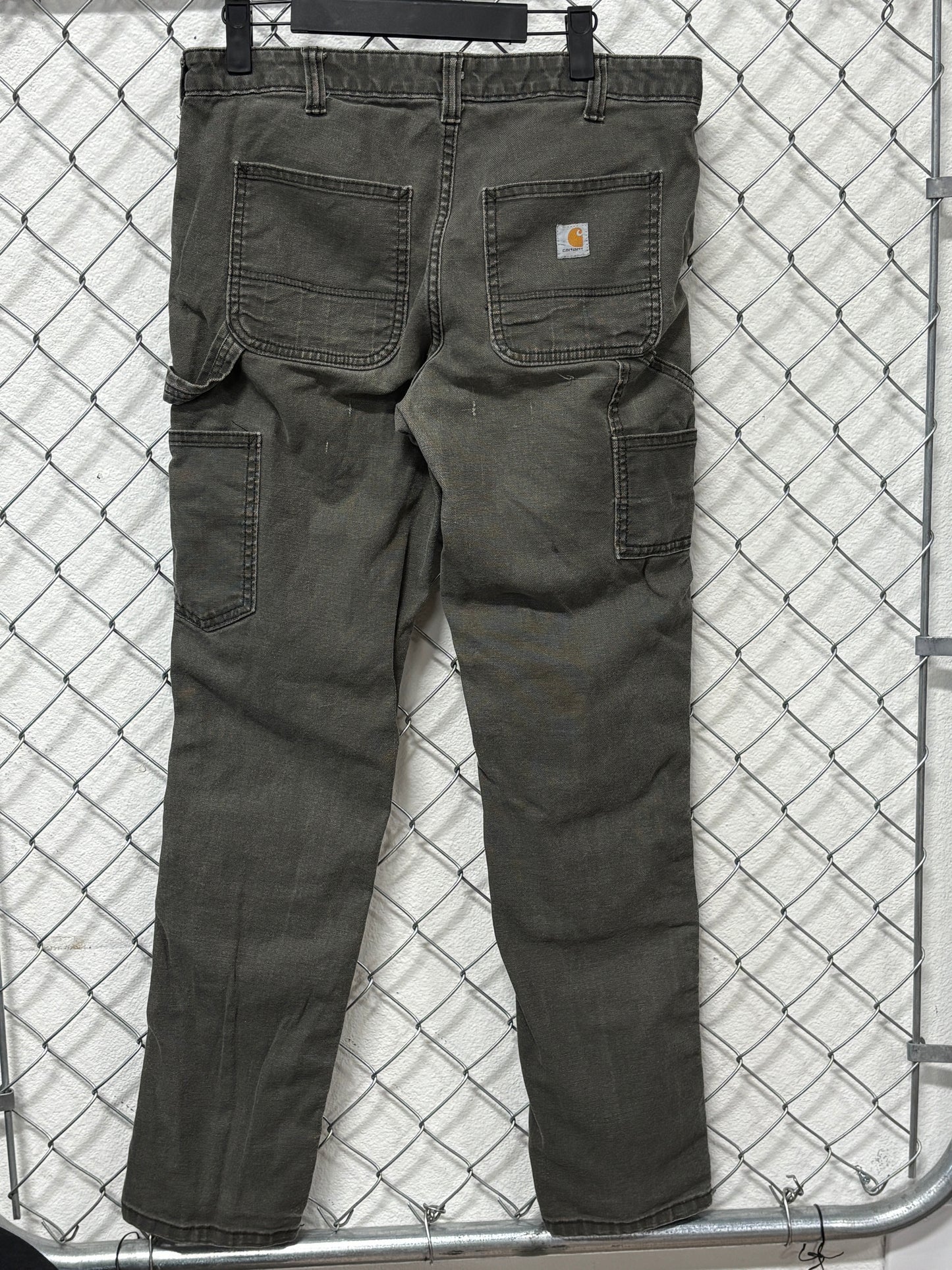 Carhartt Women's Slim Fit Green Double Knee Carpenter Pants Size 32x31