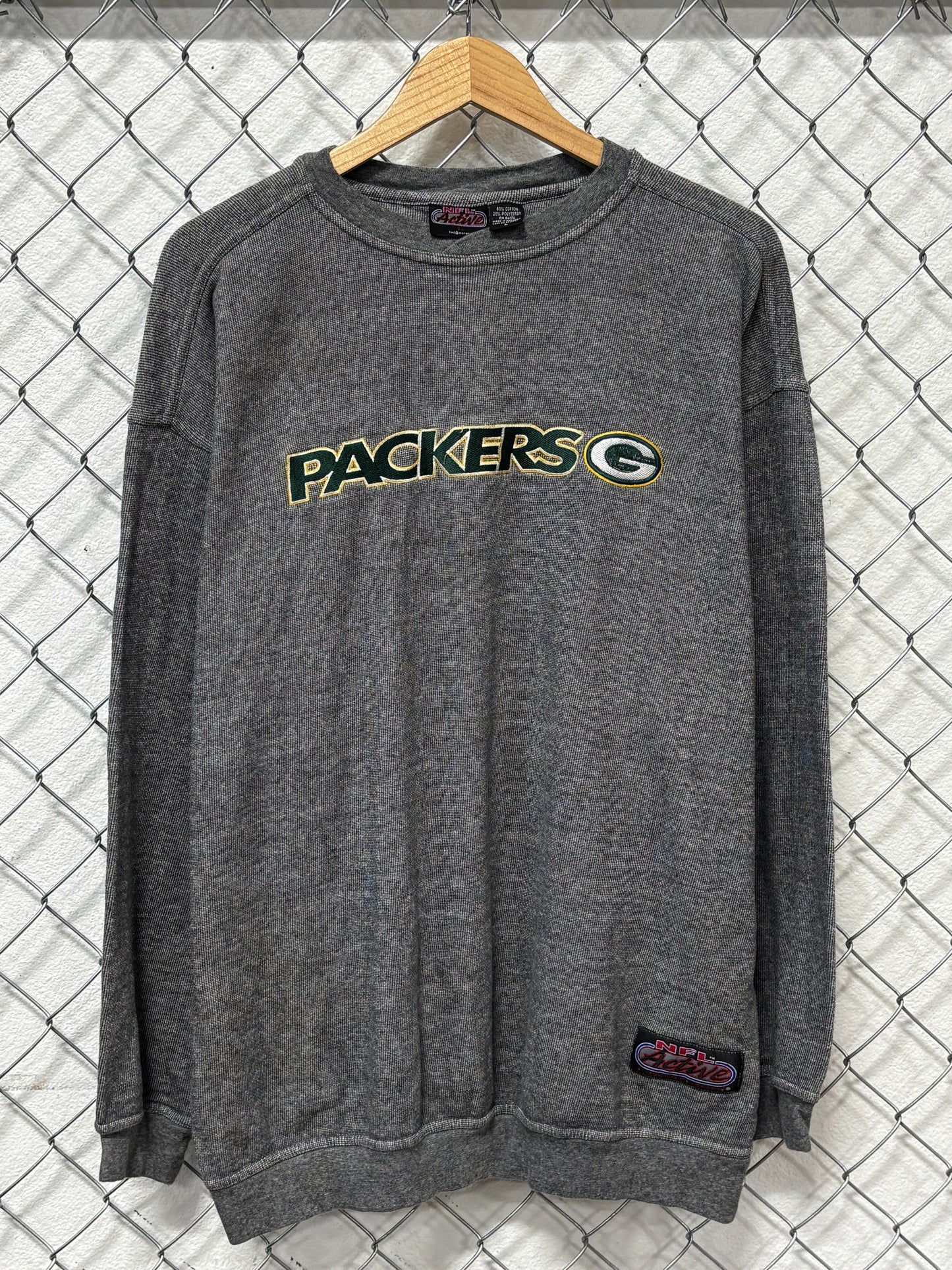 Vintage Green Bay Packers Grey NFL Logo Sweater Size Large