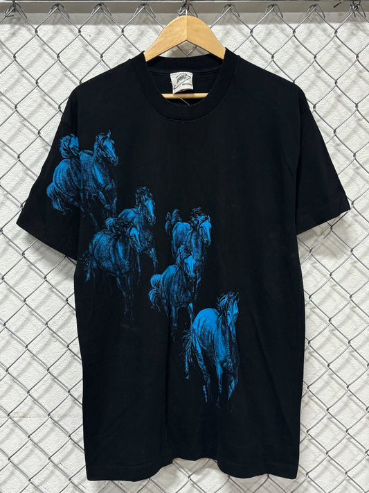Vintage 90's Wild Horses Nature Graphic Tee Size Large