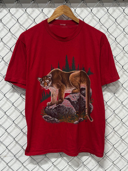Vintage 80's Mountain Lion Nature Graphic Tee Size Large
