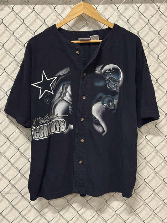 Vintage 90's Dallas Cowboys Button Up Short Sleeve Shirt Size XL