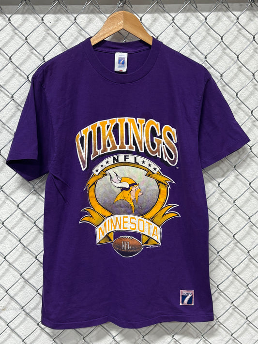 Vintage Logo 7 1992 Minnesota Vikings NFL Logo Graphic Tee Size Large