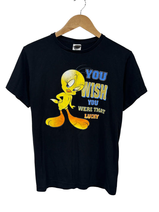 Vintage 90's Tweety Bird Wish You Were Lucky Cartoon Tee Size Small (Youth)