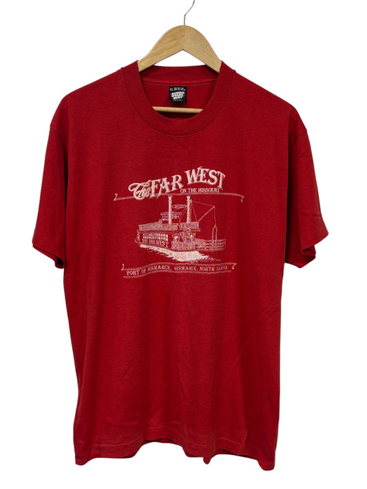Vintage 90's Far West Missouri Steamboat Graphic Tee Size XL