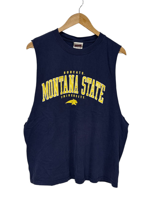 Vintage 90's Montana State University Bobcats Cutoff Tee Size Large