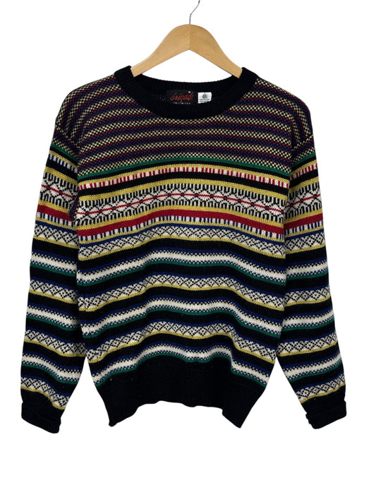 Vintage 90's Abstract Art Wool Knit Sweater Size Medium