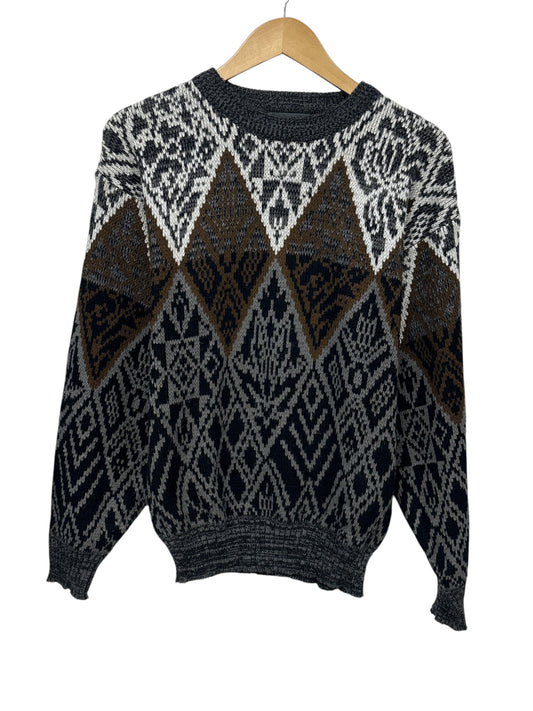 Vintage 90's Abstract Art Knit Acrylic Sweater Size Medium
