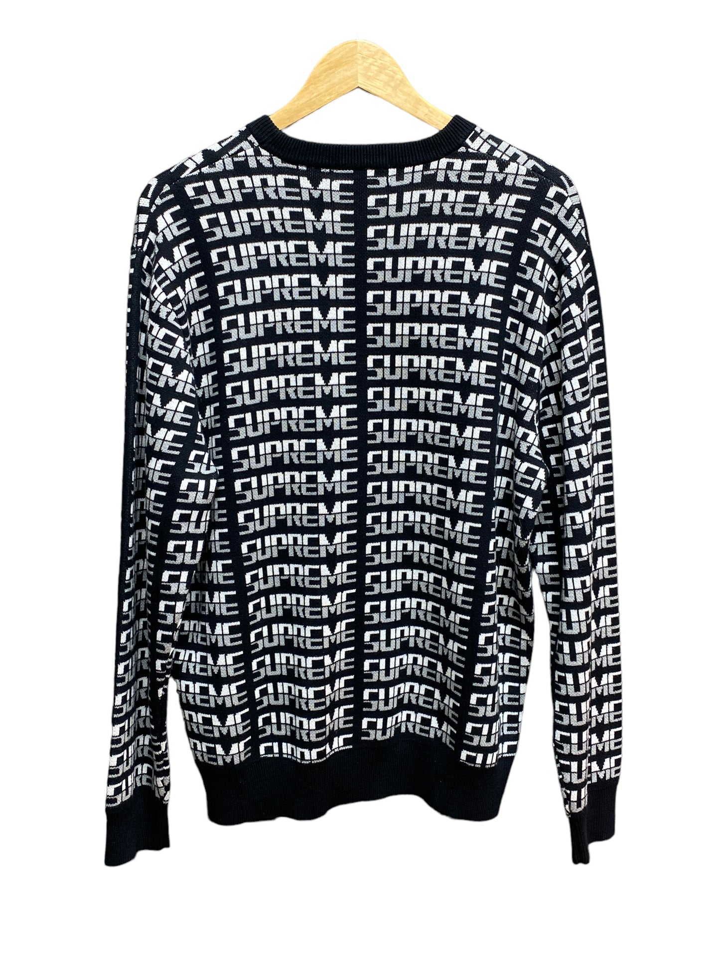 Supreme Black All Over Print Knit Sweater FW17 Size Large