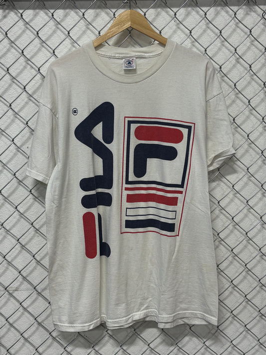 Vintage 90's FILA Classic Logo Big Print Graphic Tee Size XL