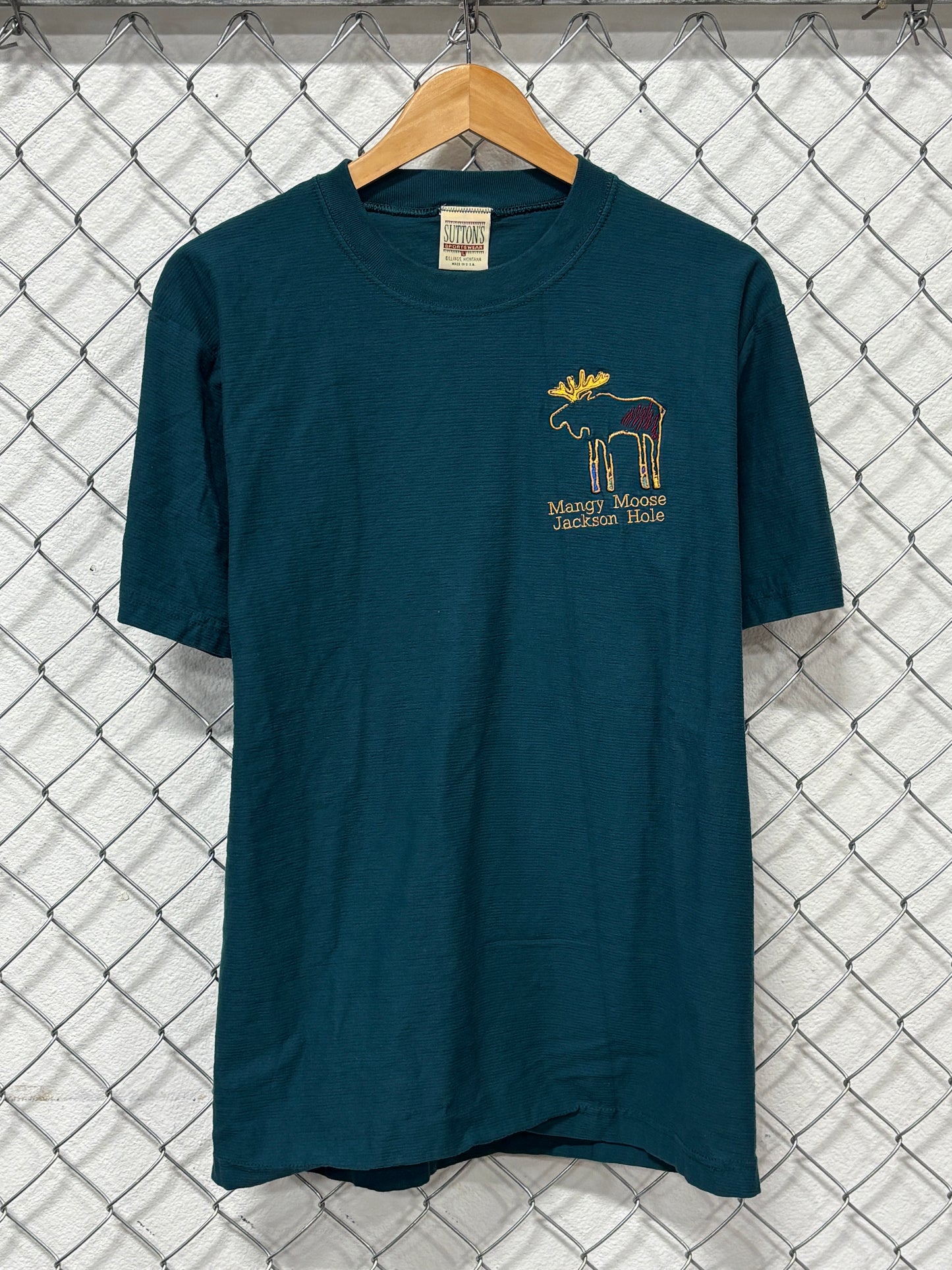Vintage 90's Jackson Hole Mangy Moose Embroidered Tee Size Large