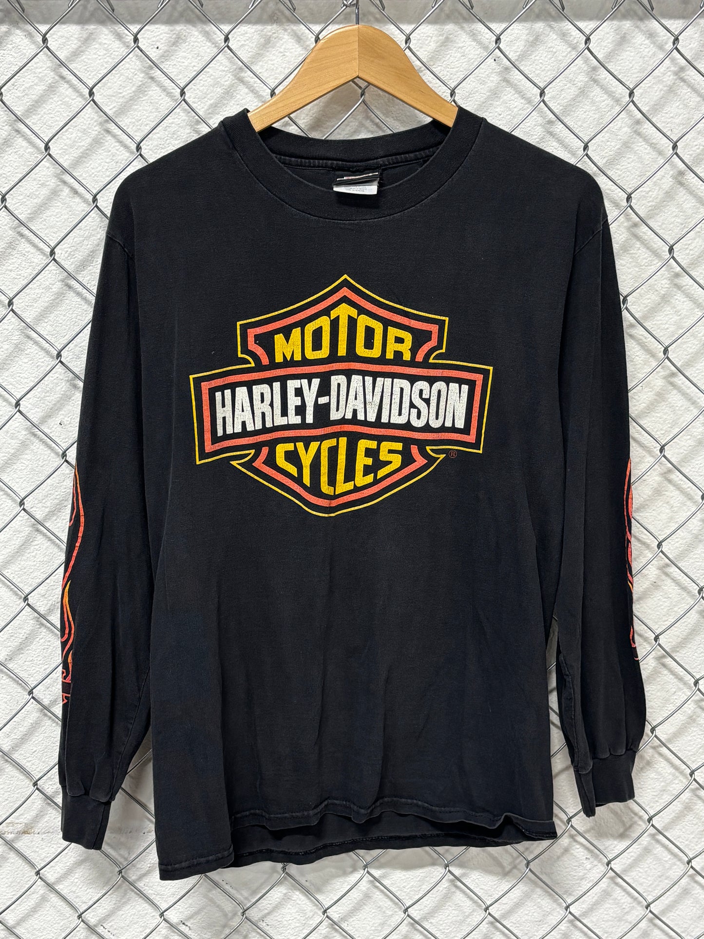 Vintage 90's Harley Davidson Flame Sleeves Sturgis Anniversary Shirt Size Medium