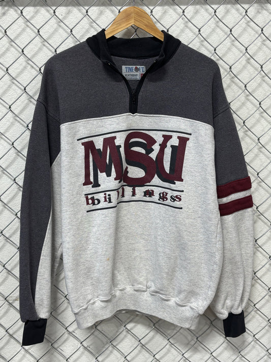 Vintage 90's Montana State Billings Quarter Zip Sweater Size Large