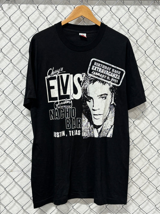 Vintage 90's Elvis Memorial Austin Texas Nacho Bar Graphic Tee Size XL
