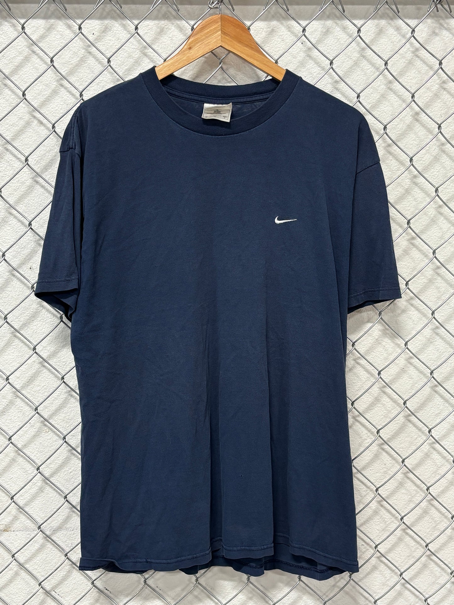 Vintage 90's Nike Small Swoosh Blue Tee Size Large