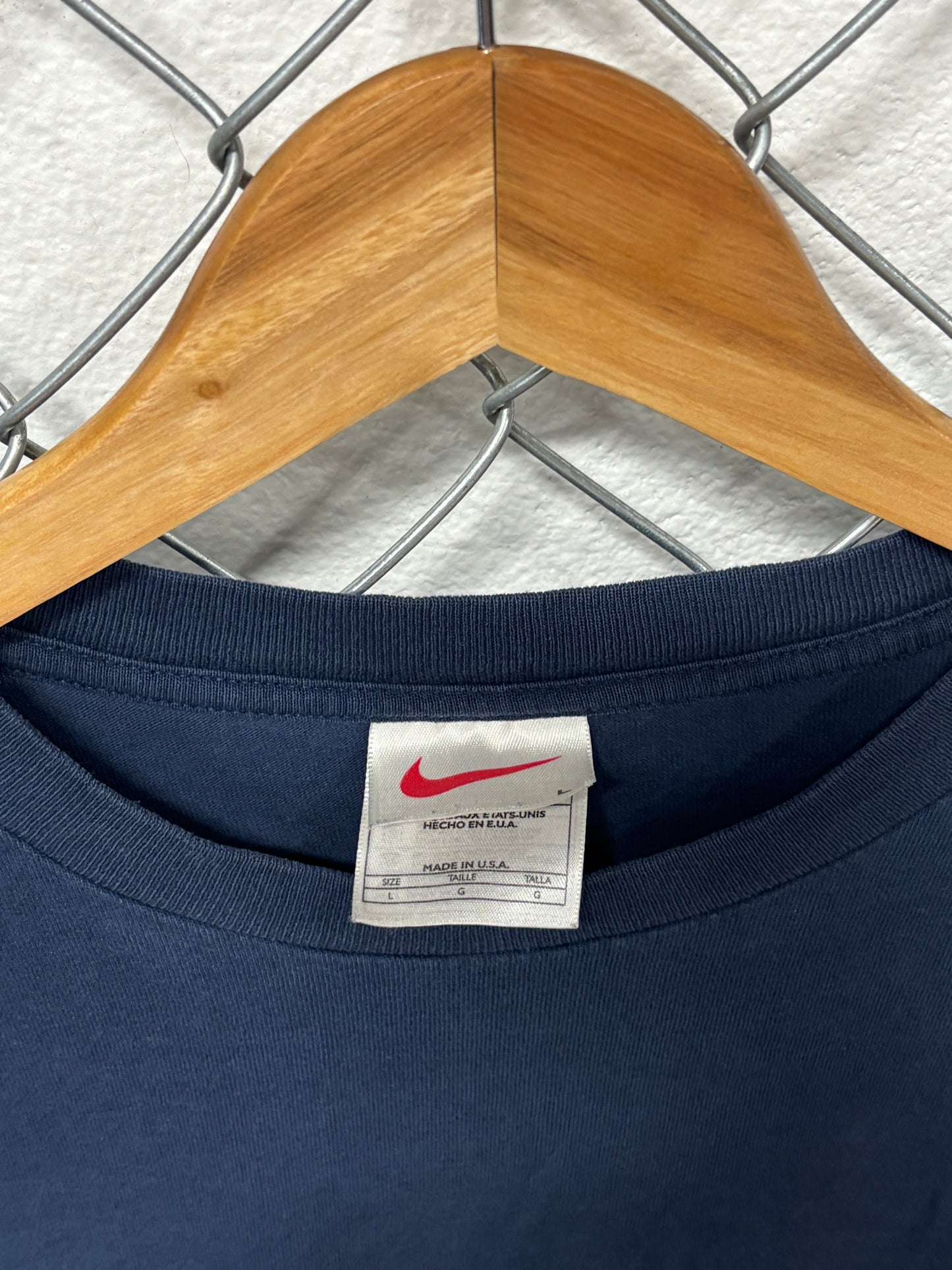 Vintage 90's Nike Small Swoosh Blue Tee Size Large