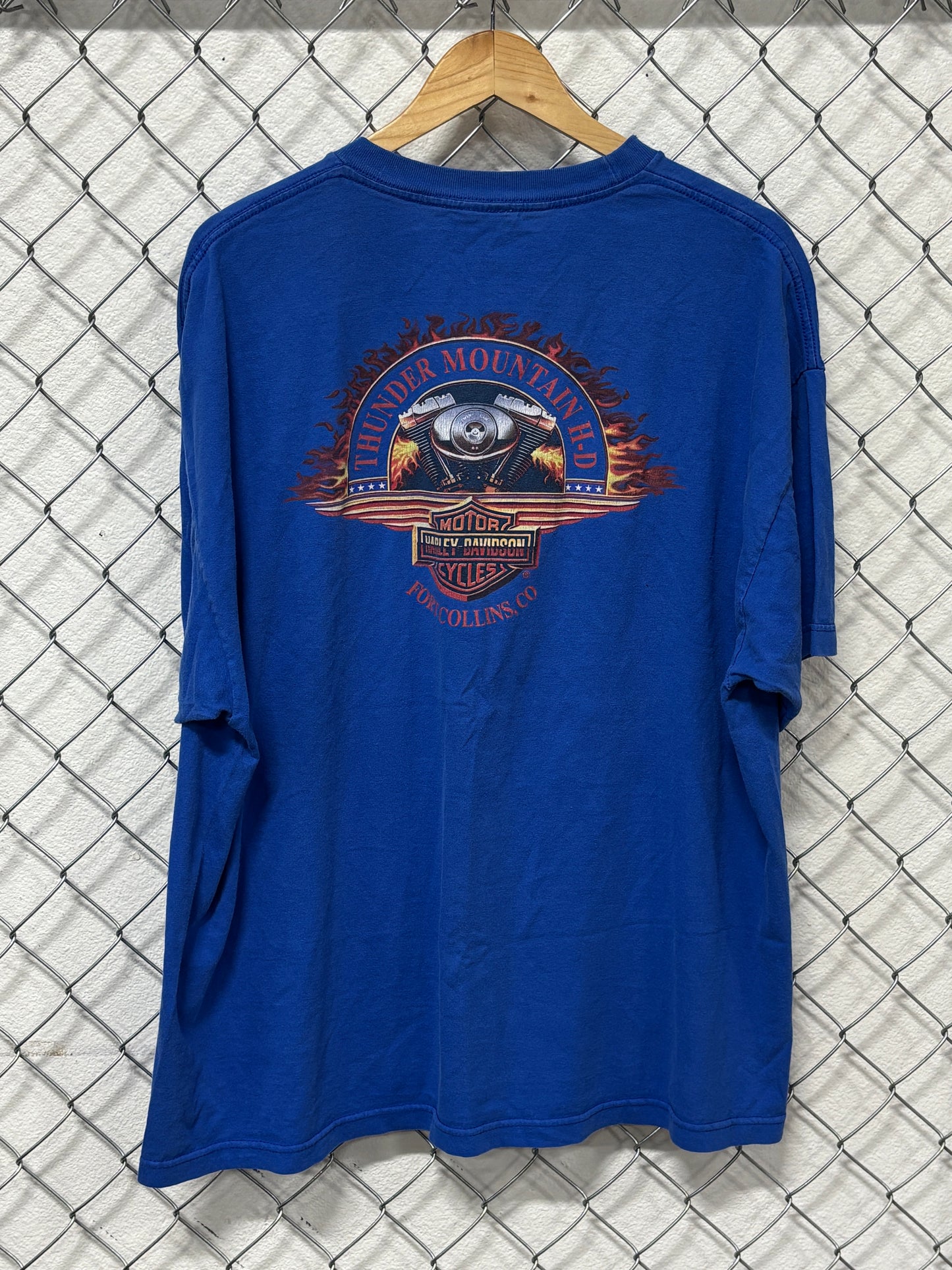 Vintage Harley Davidson Thunder Mountain Biker Graphic Tee Size XXL