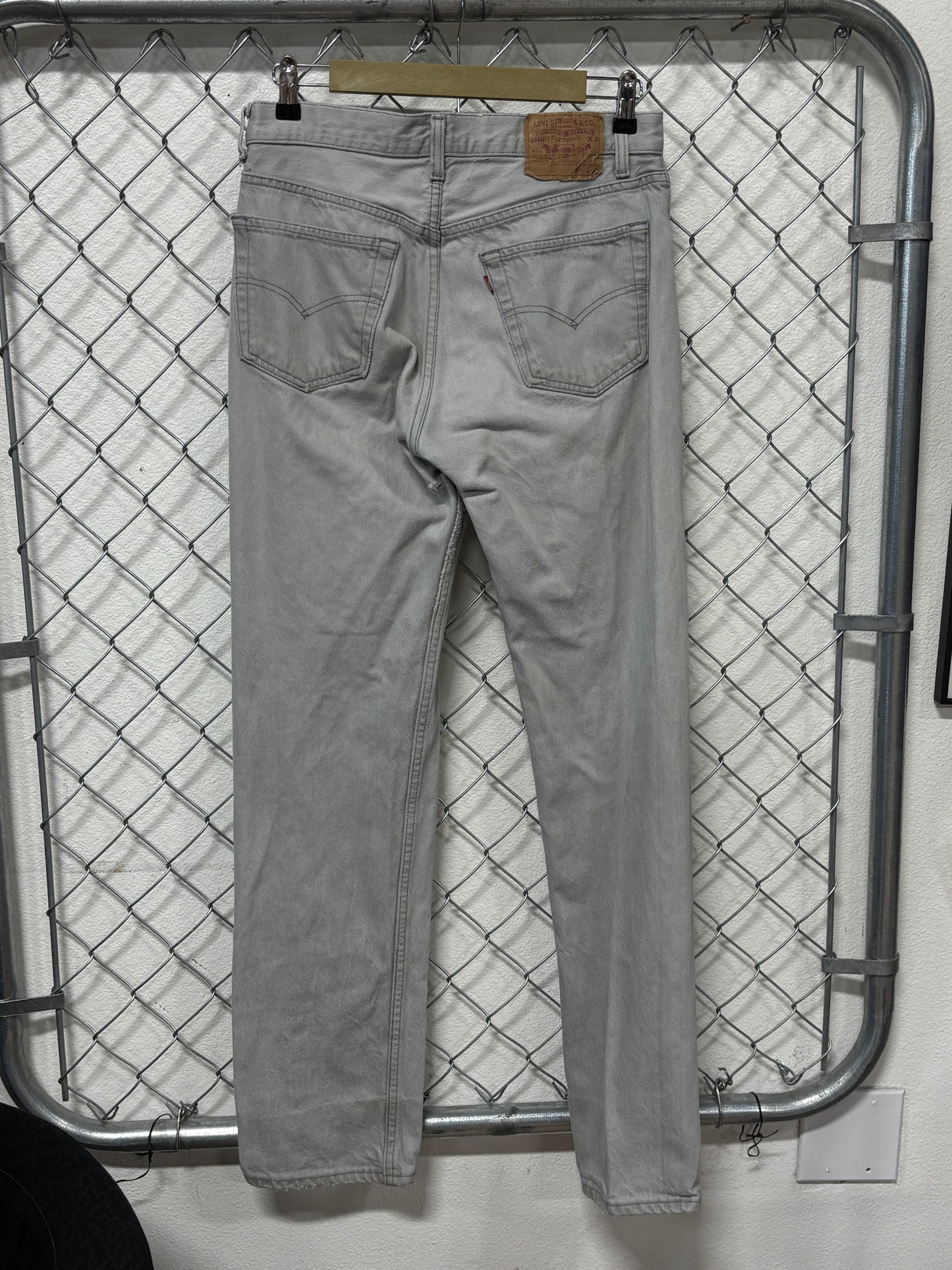 Vintage Levi's Made in USA 501 Grey Denim Jeans Size 30x32