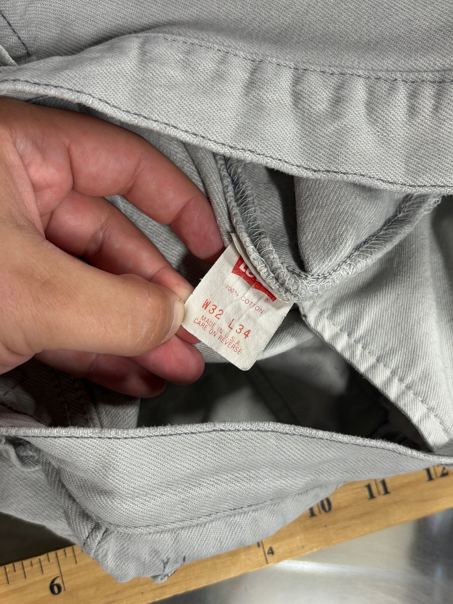 Vintage Levi's Made in USA 501 Grey Denim Jeans Size 30x32