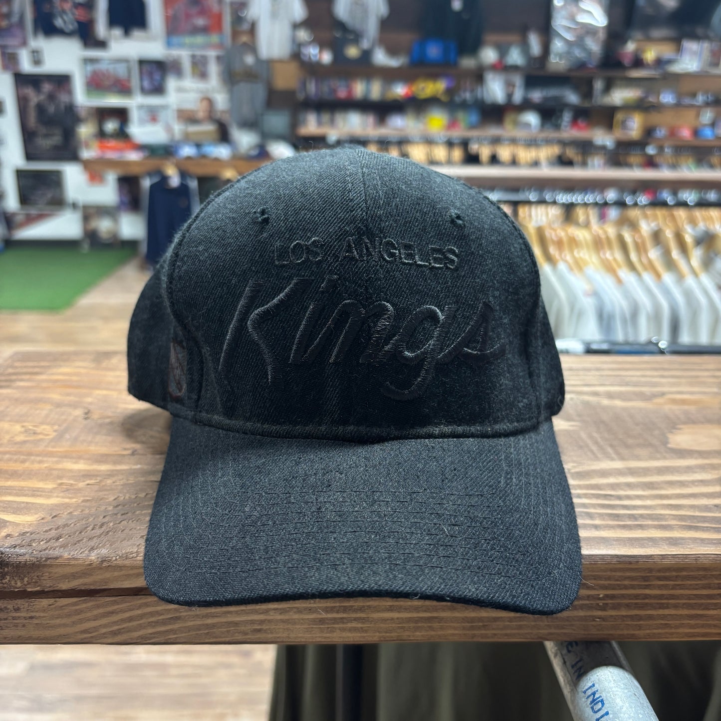 Vintage 90's Sports Specialties Los Angeles Kings Tonal Black Script Hat