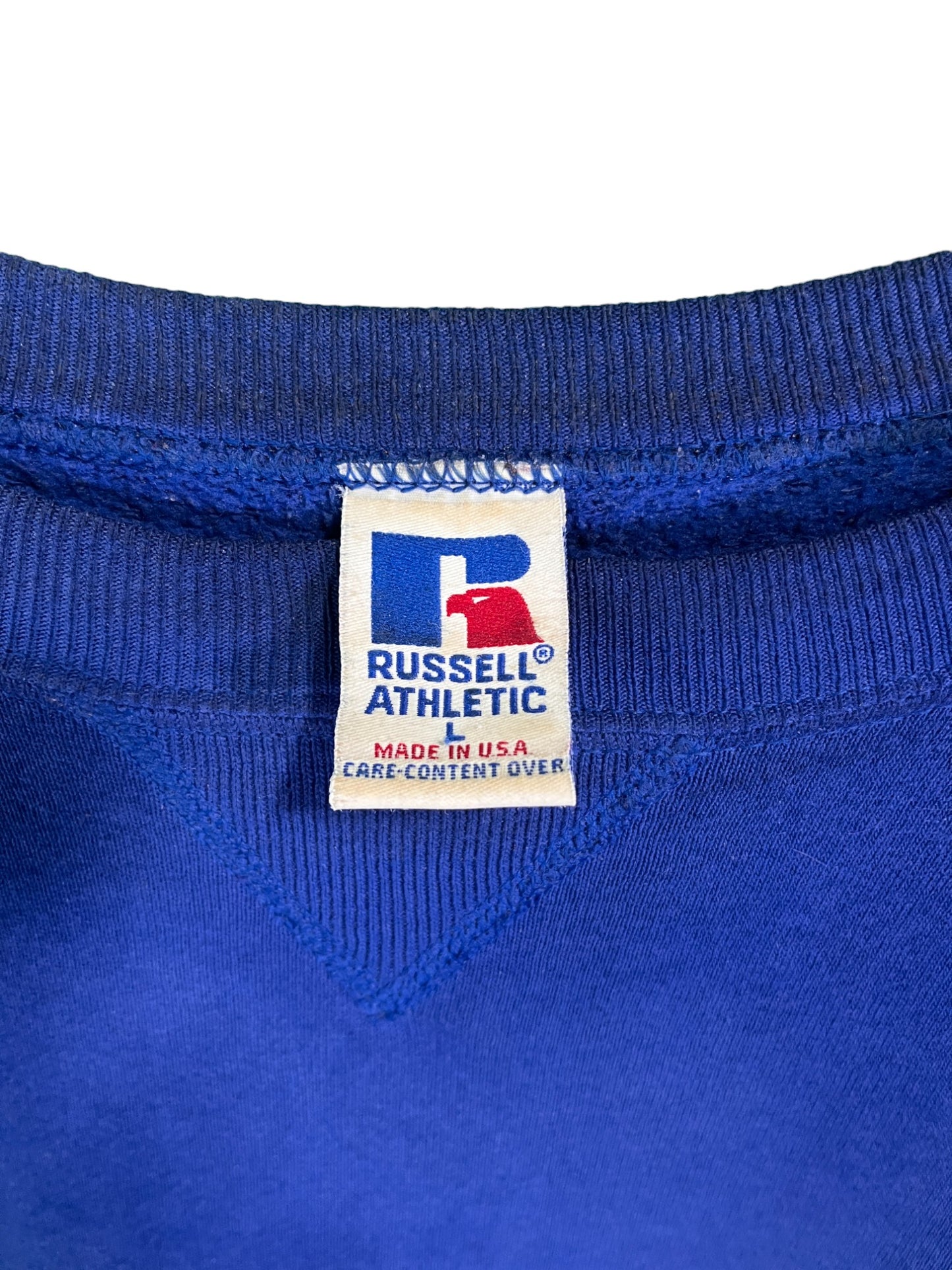 Vintage 90's Russell Athletic Made in USA Blue Blank Crewneck Size Large