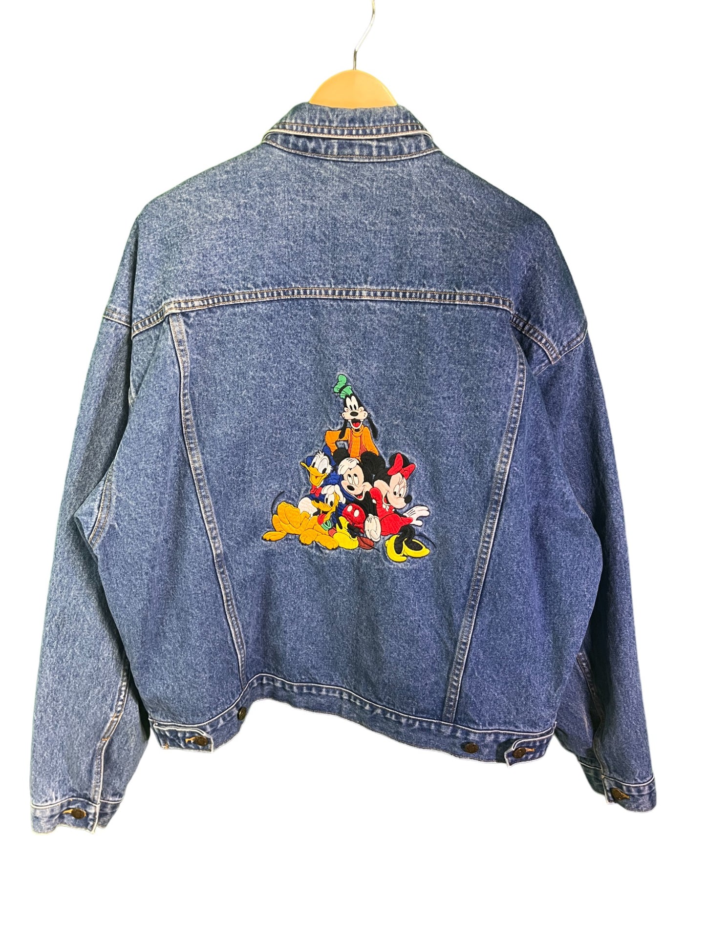 Vintage 90's Disney Embroidered Characters Denim Trucker Jacket Size XL